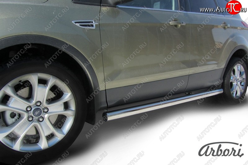 16 019 р. Защита штатных порогов Arbori (нержавейка, d76 mm). Ford Kuga 2 дорестайлинг (2013-2016)  с доставкой в г. Кемерово