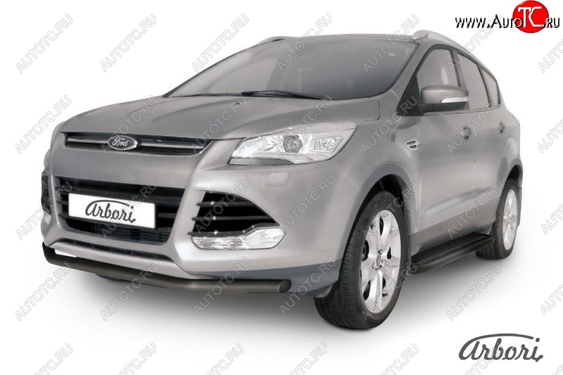 7 019 р. Защита переднего бампера Arbori (черная, 1 труба d57 mm).  Ford Kuga  2 (2013-2016) дорестайлинг  с доставкой в г. Кемерово