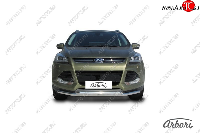20 799 р. Защита переднего бампера Arbori (нержавейка, 2 трубы d57 и 57 mm)  Ford Kuga  2 (2013-2016) дорестайлинг  с доставкой в г. Кемерово