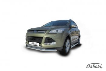 13 319 р. Защита переднего бампера Arbori (нержавейка, 1 труба d76 mm)  Ford Kuga  2 (2013-2016) дорестайлинг  с доставкой в г. Кемерово. Увеличить фотографию 2