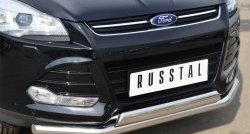 13 999 р. Защита переднего бампера (2 трубыØ75х42 и 63 мм, нержавейка) Russtal Ford Kuga 2 дорестайлинг (2013-2016)  с доставкой в г. Кемерово. Увеличить фотографию 2