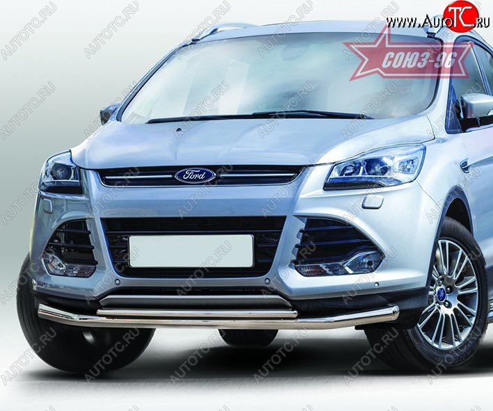 23 499 р. Защита переднего бампера двойная Souz-96 Premium (d60/42).  Ford Kuga  2 (2013-2016) дорестайлинг  с доставкой в г. Кемерово