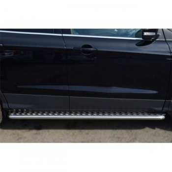 22 999 р. Широкая защита порогов с трубой d42 мм SLITKOFF v2 Ford Kuga 2 дорестайлинг (2013-2016)  с доставкой в г. Кемерово. Увеличить фотографию 2