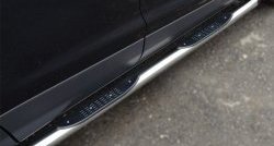 83 999 р. Защита порогов с пластиковыми вставками для ног из круглой трубы диаметром 76 мм Russtal Ford Kuga 2 дорестайлинг (2013-2016) (Защита порогов с со скосами на торцах (вариант 1))  с доставкой в г. Кемерово. Увеличить фотографию 5