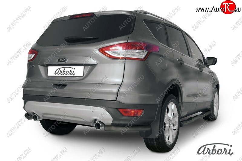 5 399 р. Защита заднего бампера Arbori (уголки, черная, 1 труба d57 mm). Ford Kuga 2 дорестайлинг (2013-2016)  с доставкой в г. Кемерово