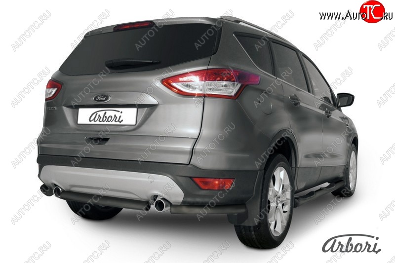 5 399 р. Защита заднего бампера Arbori (черная, 1 труба d57 mm). Ford Kuga 2 дорестайлинг (2013-2016)  с доставкой в г. Кемерово