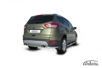 6 389 р. Защита заднего бампера Arbori (уголки, нержавейка, 1 труба d57 mm). Ford Kuga 2 дорестайлинг (2013-2016)  с доставкой в г. Кемерово. Увеличить фотографию 2