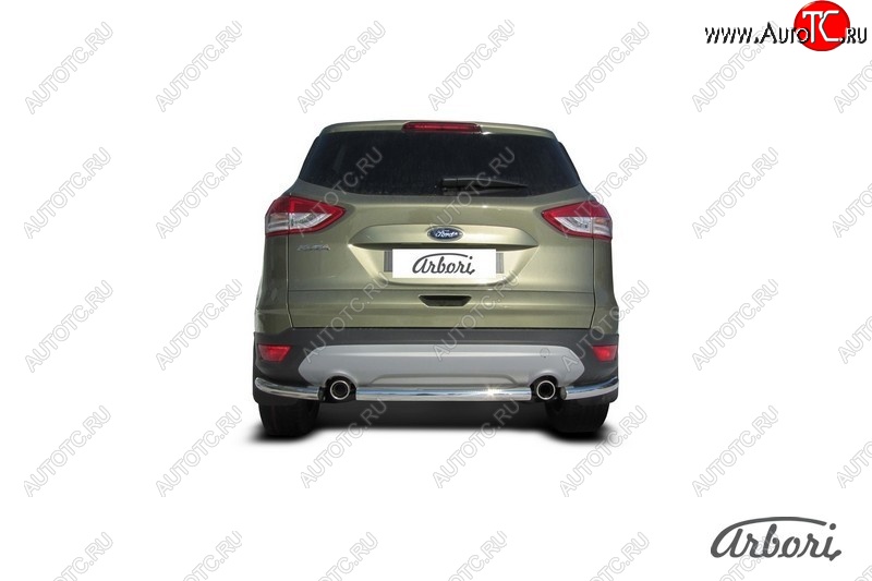 6 389 р. Защита заднего бампера Arbori (нержавейка, 1 труба d57 mm). Ford Kuga 2 дорестайлинг (2013-2016)  с доставкой в г. Кемерово