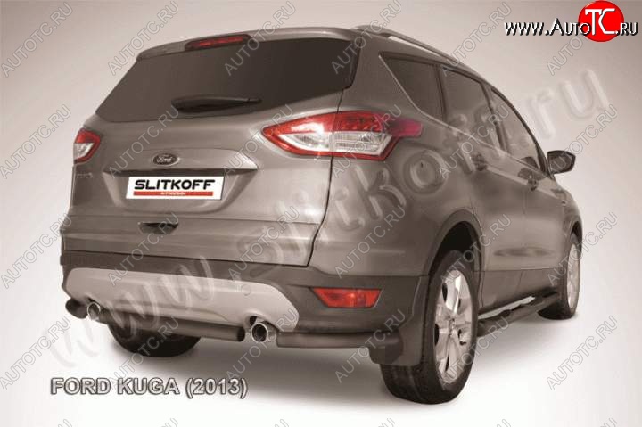 4 549 р. Защита заднего бампера Slitkoff (труба d57)  Ford Kuga  2 (2013-2016) дорестайлинг (Цвет: серебристый)  с доставкой в г. Кемерово
