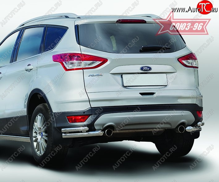 11 204 р. Защита заднего бампера из двойных боковых уголков Souz-96 (d60/42) Ford Kuga 2 дорестайлинг (2013-2016)  с доставкой в г. Кемерово