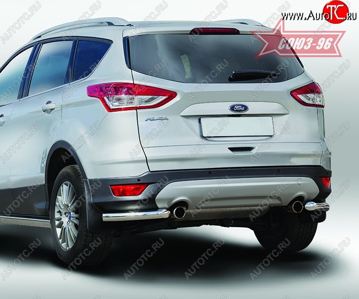 8 189 р. Защита заднего бампера из боковых уголков Souz-96 (d60) Ford Kuga 2 дорестайлинг (2013-2016)  с доставкой в г. Кемерово