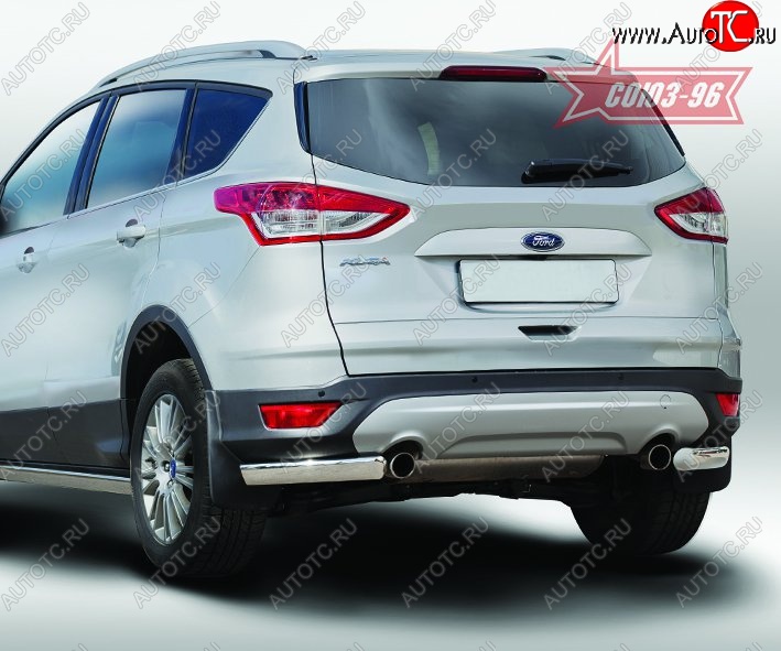 10 799 р. Защита заднего бампера из боковых уголков Souz-96 (d76х42) Ford Kuga 2 дорестайлинг (2013-2016)  с доставкой в г. Кемерово