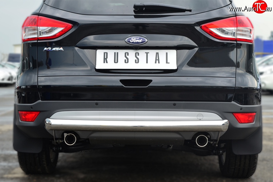 13 949 р. Одинарная защита заднего бампера из трубы диаметром 76 мм SLITKOFF  Ford Kuga  2 (2013-2016) дорестайлинг  с доставкой в г. Кемерово