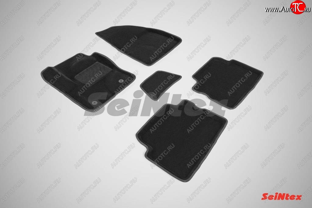 5 249 р. Износостойкие коврики в салон SeiNtex Premium 3D 4 шт. (ворсовые, черные)  Ford Kuga  2 (2013-2016) дорестайлинг  с доставкой в г. Кемерово