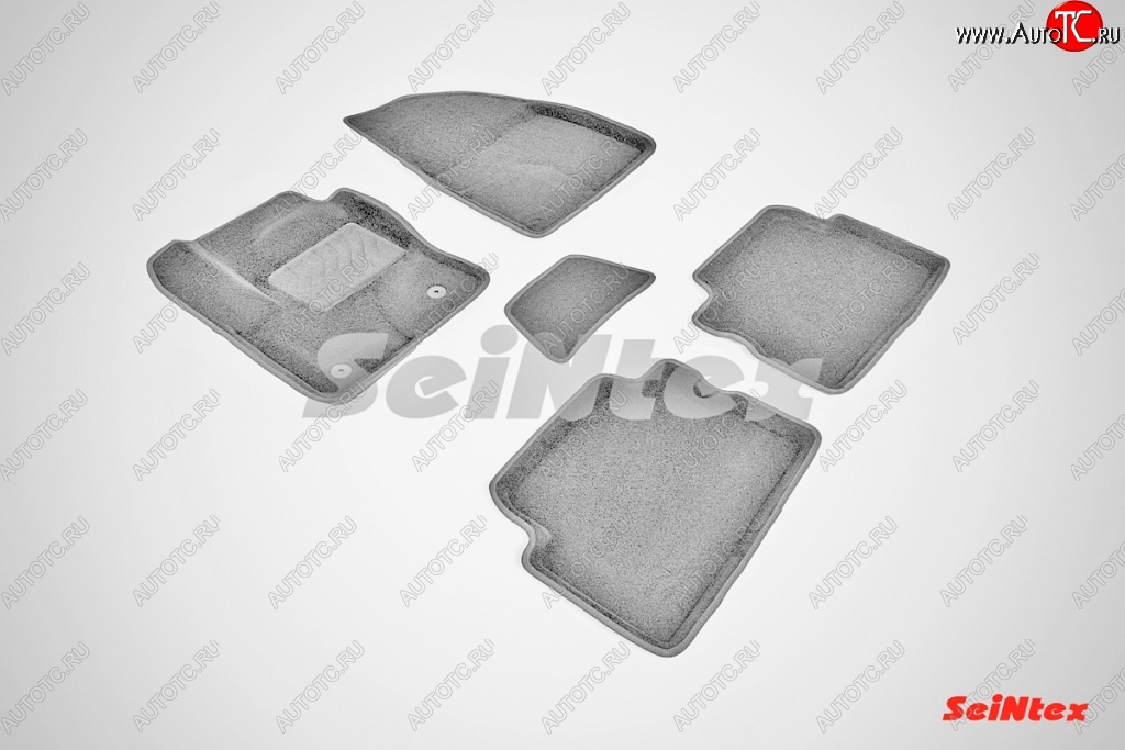 7 049 р. Износостойкие коврики в салон SeiNtex Premium 3D 4 шт. (ворсовые, серые)  Ford Kuga  2 (2013-2016) дорестайлинг  с доставкой в г. Кемерово