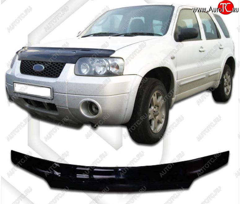 2 199 р. Дефлектор капота CA-Plastic  Ford Maverick  TM1 (2000-2004) дорестайлинг, 5 дв. (Classic черный, Без надписи)  с доставкой в г. Кемерово
