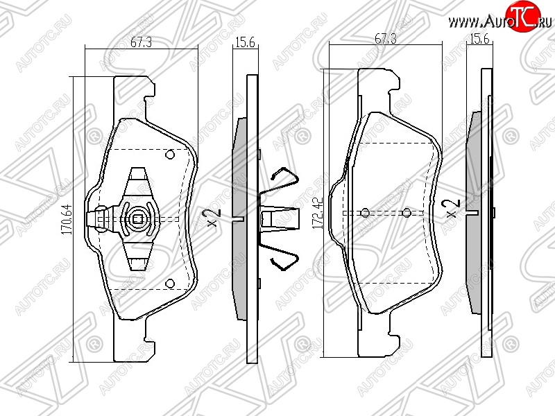 1 329 р. Колодки тормозные SAT (передние)  Ford Maverick  TM1 (2000-2007), Mazda Tribute (2000-2007)  с доставкой в г. Кемерово