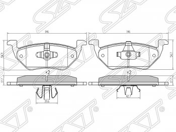 1 199 р. Колодки тормозные задние SAT  Ford Maverick  TM1 (2004-2007), Mazda Tribute (2000-2007)  с доставкой в г. Кемерово. Увеличить фотографию 1