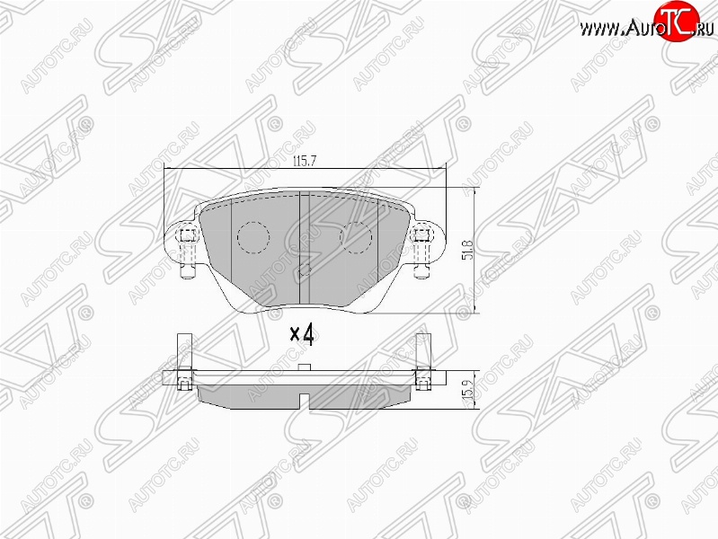 1 069 р. Колодки тормозные SAT (задние)  Ford Mondeo (2000-2007) Mk3,B4Y дорестайлинг, седан, Mk3,BWY дорестайлинг, универсал, Mk3,B4Y рестайлинг, седан, Mk3,BWY рестайлинг, универсал  с доставкой в г. Кемерово