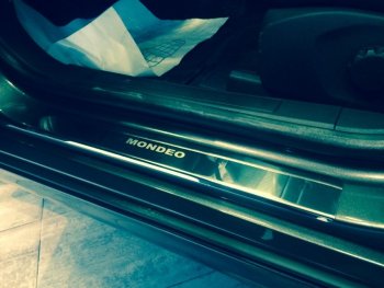 2 179 р. Накладки порожков салона INOX  Ford Mondeo ( MK5 CD391,  MK5,CD391) (2014-2025) дорестайлинг седан, дорестайлинг универсал, рестайлинг универсал, рестайлинг, седан (Нержавеющая сталь)  с доставкой в г. Кемерово. Увеличить фотографию 3