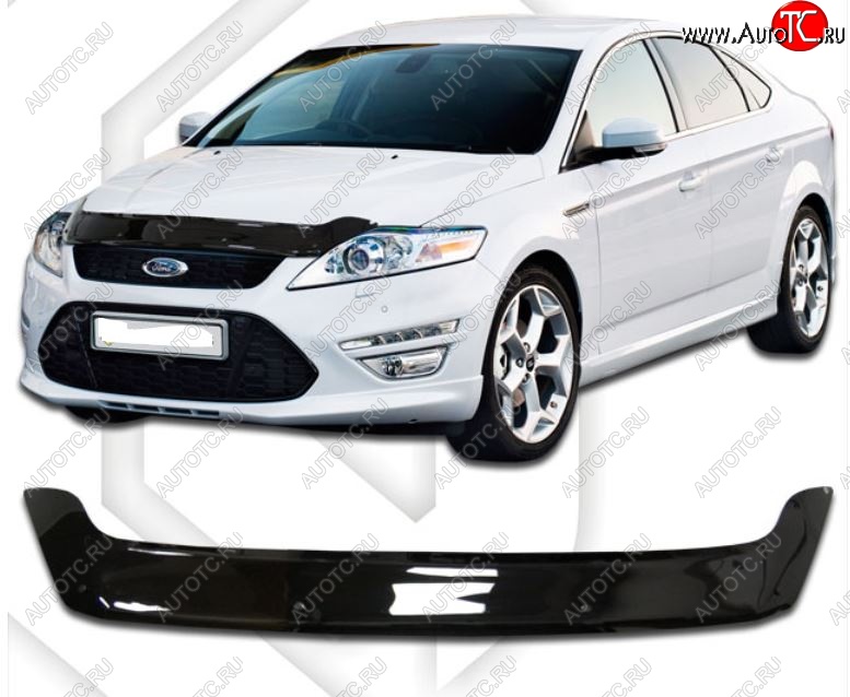 2 079 р. Дефлектор капота CA-Plastic  Ford Mondeo (2010-2014) Mk4,BD рестайлинг, седан (Classic черный, Без надписи)  с доставкой в г. Кемерово