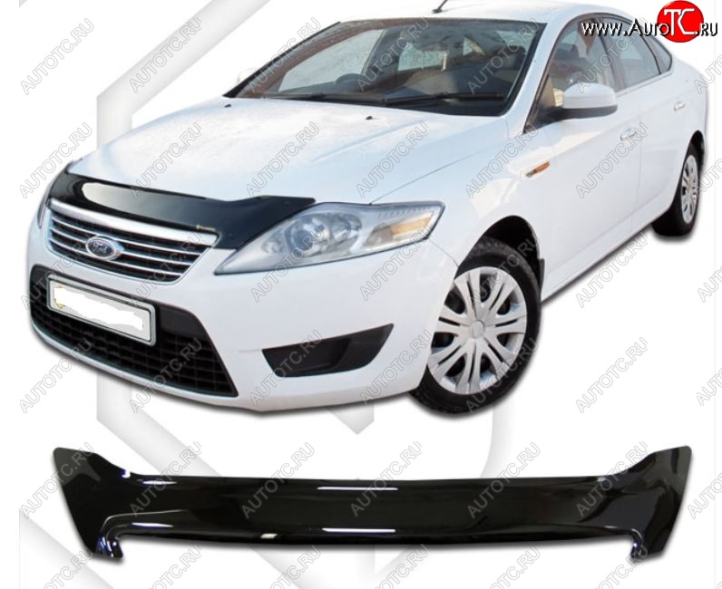 2 079 р. Дефлектор капота CA-Plastic  Ford Mondeo (2007-2010) Mk4,BD дорестайлинг, седан (Classic черный, Без надписи)  с доставкой в г. Кемерово