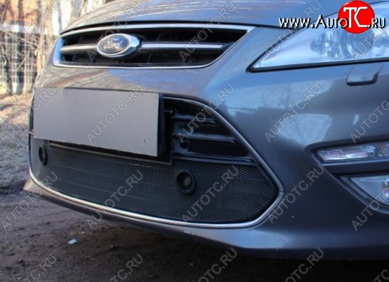 2 149 р. Защитная сетка на бампер (с парктрониками) Russtal (черная) Ford Mondeo Mk4,BD рестайлинг, седан (2010-2014)  с доставкой в г. Кемерово