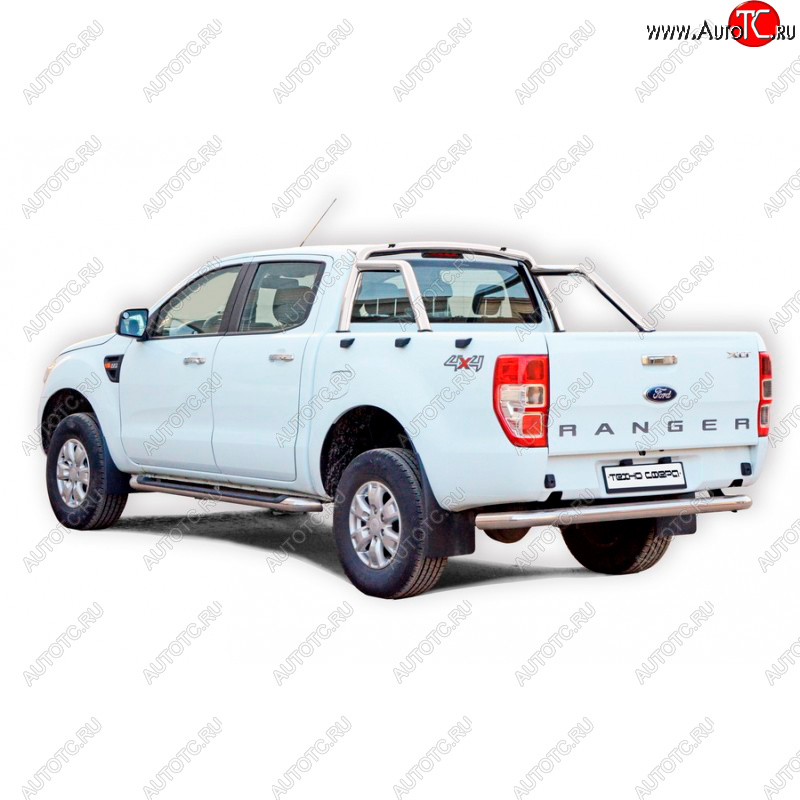 37 799 р. Защитная дуга багажника ТехноСфера (Техно Сфера) (Ø63,5 мм)  Ford Ranger ( DoubleCab,  RapCab) (2011-2016) дорестайлинг (Нержавейка)  с доставкой в г. Кемерово