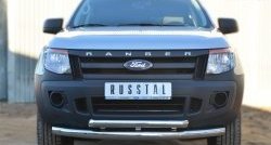 24 499 р. Защита переднего бампера (2 трубыØ76 и 63 мм, нержавейка) SLITKOFF  Ford Ranger ( DoubleCab,  RapCab) (2011-2016) дорестайлинг, дорестайлинг  с доставкой в г. Кемерово. Увеличить фотографию 1