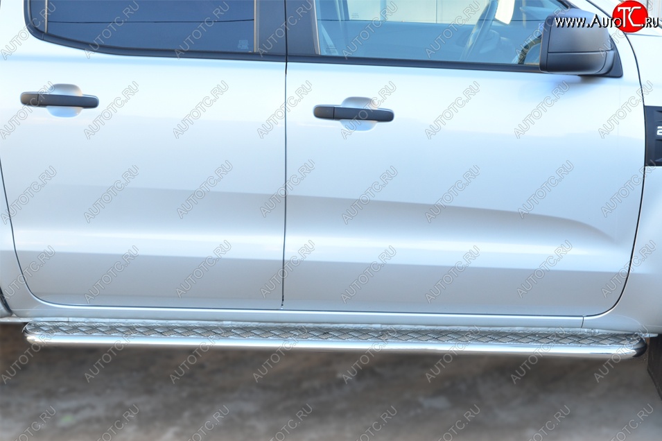 24 649 р. Защита порогов из круглой трубы диаметром 42 мм SLITKOFF Ford Ranger DoubleCab дорестайлинг (2011-2016)  с доставкой в г. Кемерово