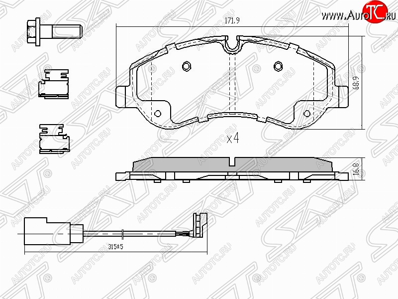 1 699 р. Колодки тормозные (передние) SAT  Ford Tourneo Custom - Transit  с доставкой в г. Кемерово