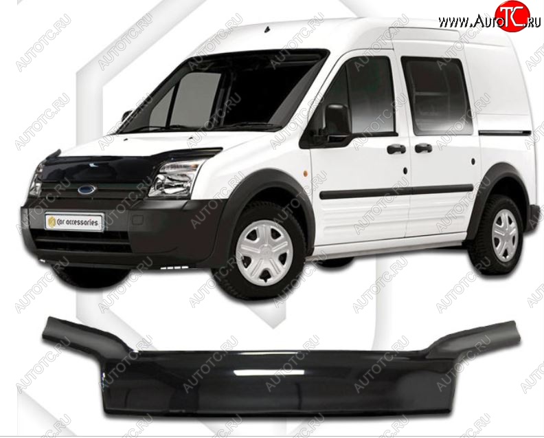 2 799 р. Дефлектор капота CA-Plastiс exclusive Ford Tourneo Connect 1 дорестайлинг (2002-2007) (Classic черный, Без надписи)  с доставкой в г. Кемерово