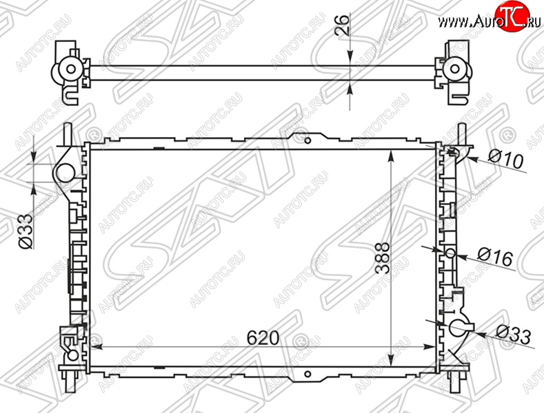 7 949 р. Радиатор двигателя SAT (пластинчатый, МКПП, без кондиционера) Ford Transit цельнометаллический фургон (2006-2014)  с доставкой в г. Кемерово
