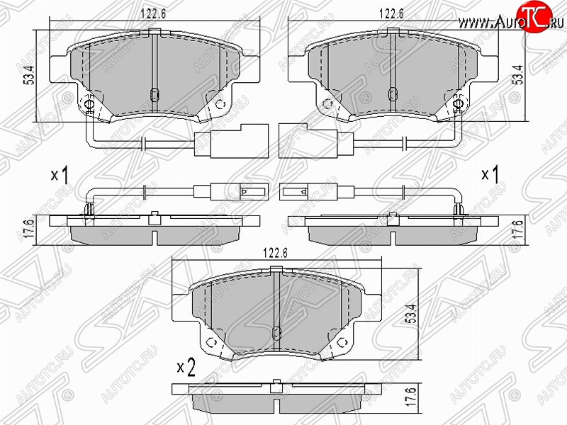 1 399 р. Колодки тормозные задние SAT Ford Transit цельнометаллический фургон (2014-2022)  с доставкой в г. Кемерово