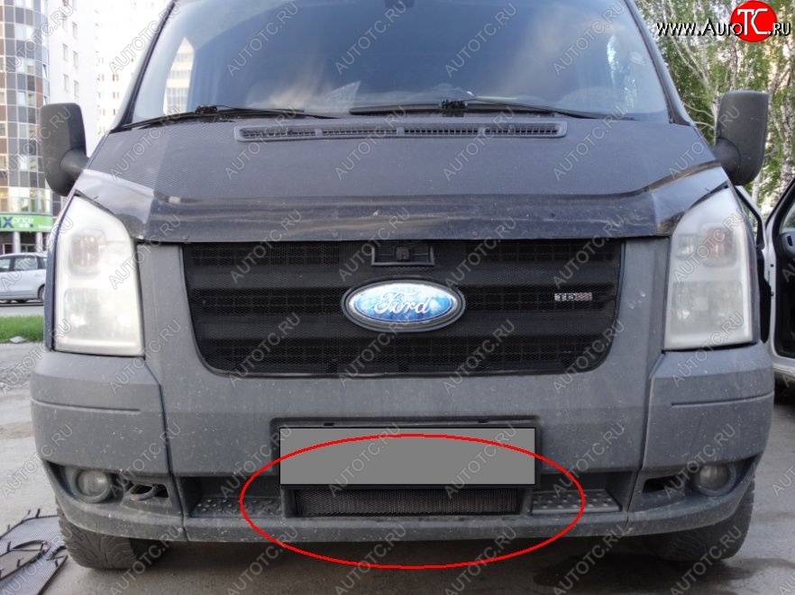 1 469 р. Нижняя защитная сетка на бампер (рестайлинг) Russtal (черная) Ford Transit цельнометаллический фургон (2006-2014)  с доставкой в г. Кемерово