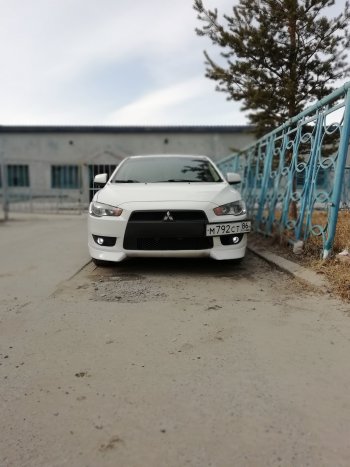 2 899 р. Клыки Evo на передний бампер автомобиля Mitsubishi Lancer 10 CY седан рестайлинг (2011-2017) (Неокрашенные)  с доставкой в г. Кемерово. Увеличить фотографию 7