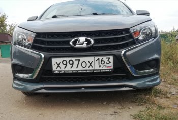 1 179 р. Центральная планка между клыками VTS переднего бампера  Лада Веста ( 2180,  SW 2181) (2015-2023) седан дорестайлинг, универсал дорестайлинг (Неокрашенная)  с доставкой в г. Кемерово. Увеличить фотографию 5
