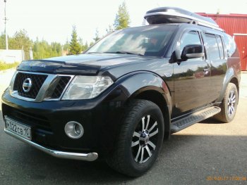 2 799 р. Дефлектор капота CA-Plastiс Nissan Pathfinder R51 рестайлинг (2009-2014) (Classic черный, Без надписи)  с доставкой в г. Кемерово. Увеличить фотографию 3