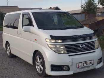 1 899 р. Дефлектор капота CA-Plastic  Nissan Elgrand  2 (2004-2010) рестайлинг (серия Classic черный, Без надписи)  с доставкой в г. Кемерово. Увеличить фотографию 2