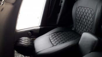 7 199 р. Чехлы для сидений (FB) Lord Autofashion Турин Ромб (экокожа)  KIA Rio ( X-line,  X) (2017-2025) рестайлинг (Чёрный, вставка чёрная, строчка чёрная)  с доставкой в г. Кемерово. Увеличить фотографию 4