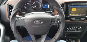 7 249 р. Руль AMperformance Лада Веста Кросс 2180 седан дорестайлинг (2018-2022) (Верхний и нижний скос руля, Материал оплётки: экокожа наппа + перфорация, Цвет прострочки: чёрный, Цвет нулевой метки: чёрный)  с доставкой в г. Кемерово. Увеличить фотографию 7