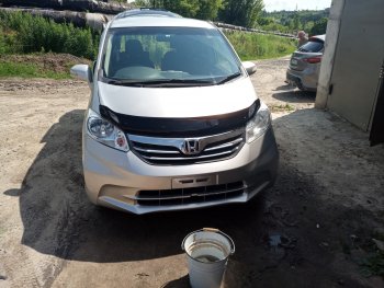 1 899 р. Дефлектор капота (GB3) CA-Plastic  Honda Freed  GB3,GB4 (2008-2011) минивэн дорестайлинг (Classic черный, Без надписи)  с доставкой в г. Кемерово. Увеличить фотографию 2