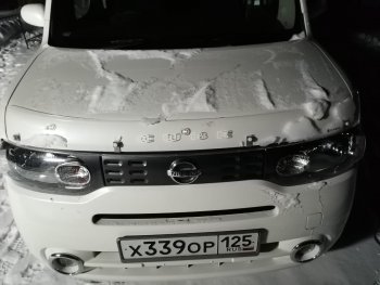 2 159 р. Дефлектор капота CA-Plastiс  Nissan Cube  3 (2008-2025) (Classic прозрачный, Без надписи)  с доставкой в г. Кемерово. Увеличить фотографию 3