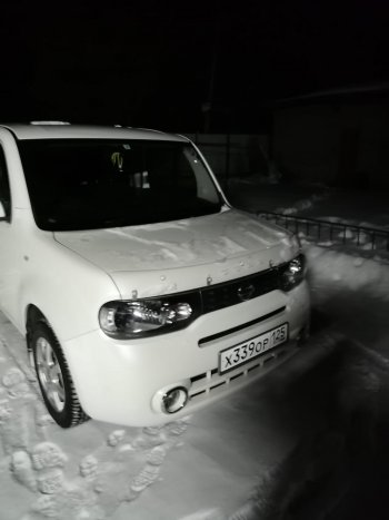 2 159 р. Дефлектор капота CA-Plastiс  Nissan Cube  3 (2008-2025) (Classic прозрачный, Без надписи)  с доставкой в г. Кемерово. Увеличить фотографию 2