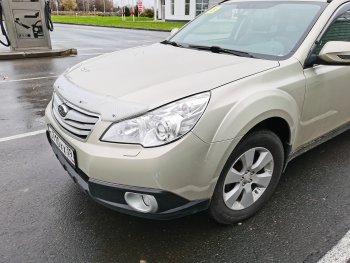 2 399 р. Дефлектор капота CA-Plastiс  Subaru Outback ( BR/B14,  BR,) (2009-2015) дорестайлинг универсал, B14)  рестайлинг универсал (Шелкография серебро)  с доставкой в г. Кемерово. Увеличить фотографию 3