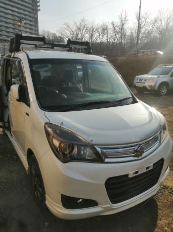 2 599 р. Дефлектор капота CA-Plastiс  Suzuki Solio (2010-2015) дорестайлинг, рестайлинг (Шелкография серебро)  с доставкой в г. Кемерово. Увеличить фотографию 4