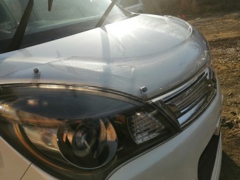 2 599 р. Дефлектор капота CA-Plastiс  Suzuki Solio (2010-2015) дорестайлинг, рестайлинг (Шелкография серебро)  с доставкой в г. Кемерово. Увеличить фотографию 2