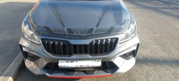 2 399 р. Дефлектор капота CA-Plastiс  KIA Rio  4 FB (2016-2025) дорестайлинг седан, рестайлинг седан (Серия Art черная)  с доставкой в г. Кемерово. Увеличить фотографию 3