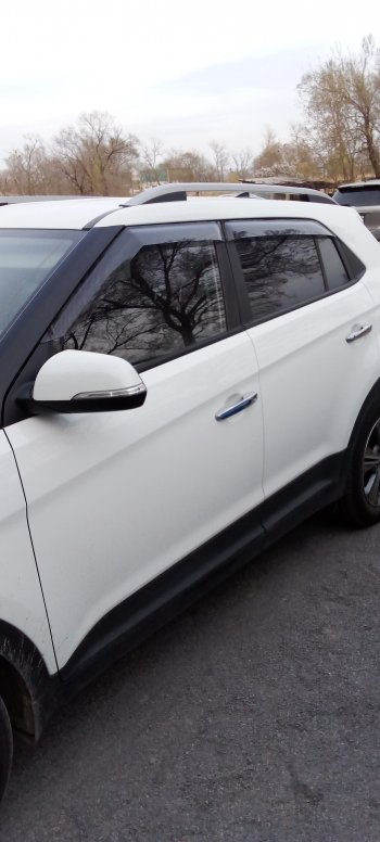 2 399 р. Дефлектора окон CA-Plastic  Hyundai Creta  GS (2015-2021) дорестайлинг, рестайлинг (Шелкография черная)  с доставкой в г. Кемерово. Увеличить фотографию 2