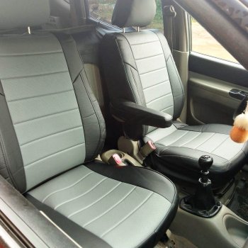 7 899 р. Чехлы сидений (экокожа) Автопилот Chevrolet Rezzo (2000-2008) (черный/серый)  с доставкой в г. Кемерово. Увеличить фотографию 6